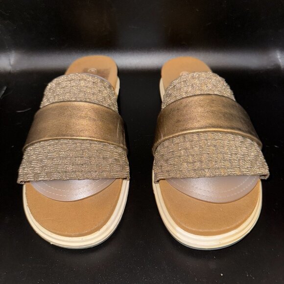 bernie mev. Shoes - bernie mev. Metallic Bronze and Tan Slide Sandals